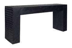 Cats Tongue Detail Carved Wood Console Table