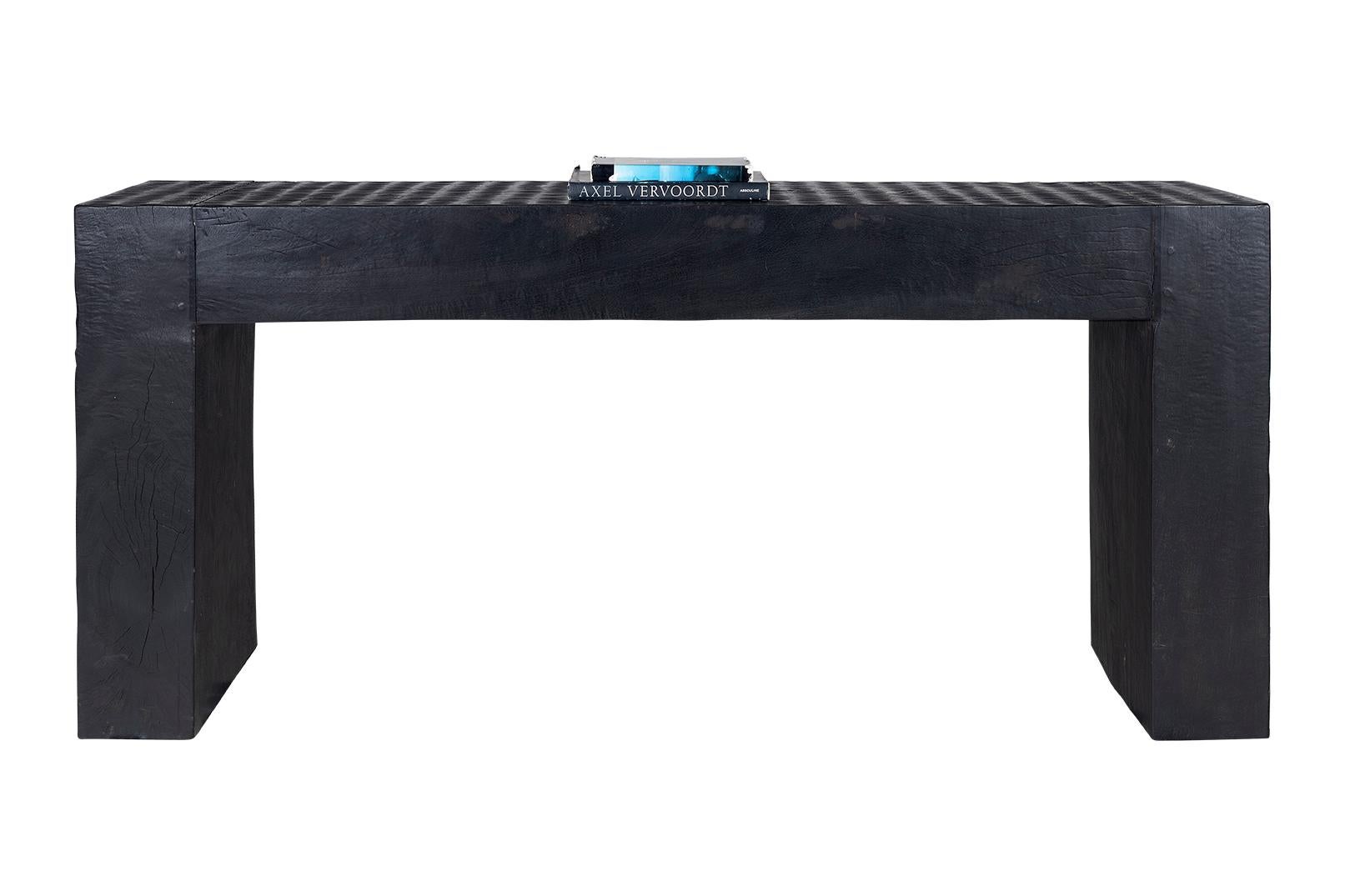 Cats Tongue Detail Carved Wood Console Table In Good Condition For Sale In Dallas, TX