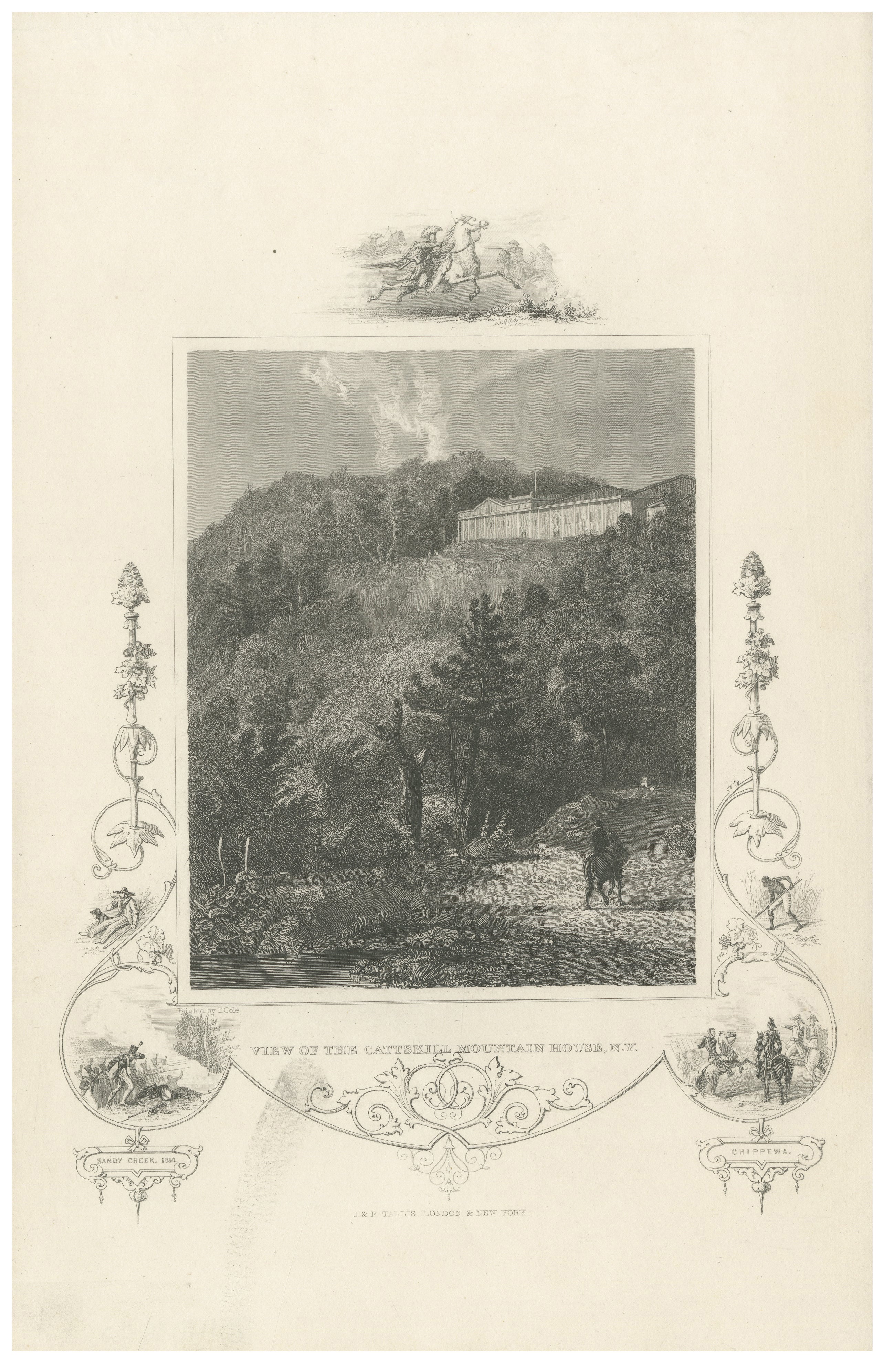 Catskill Mountain House - Antique Engraving, New York View c1830