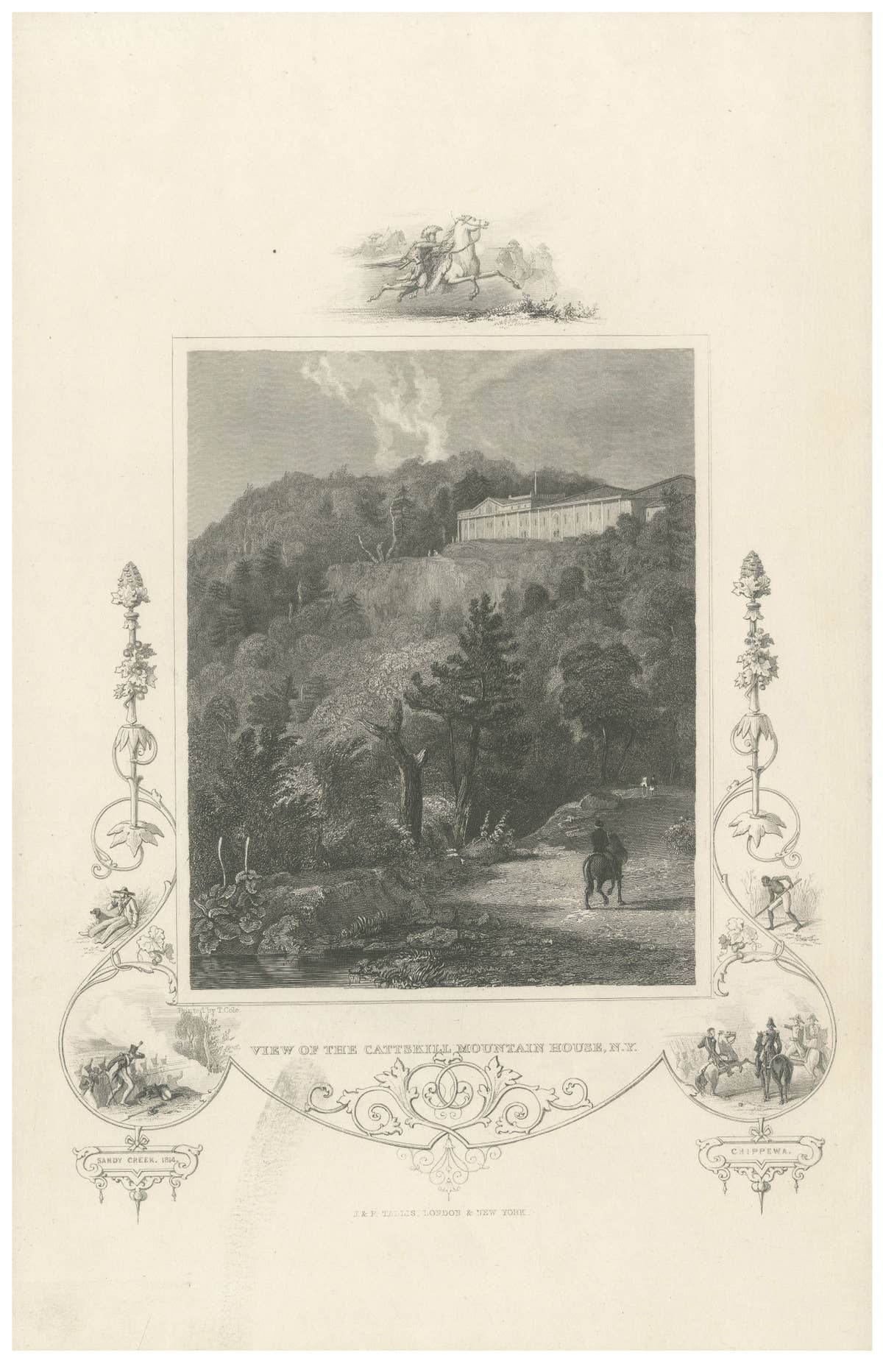 Catskill Mountain House - Antique Engraving, New York View c1830