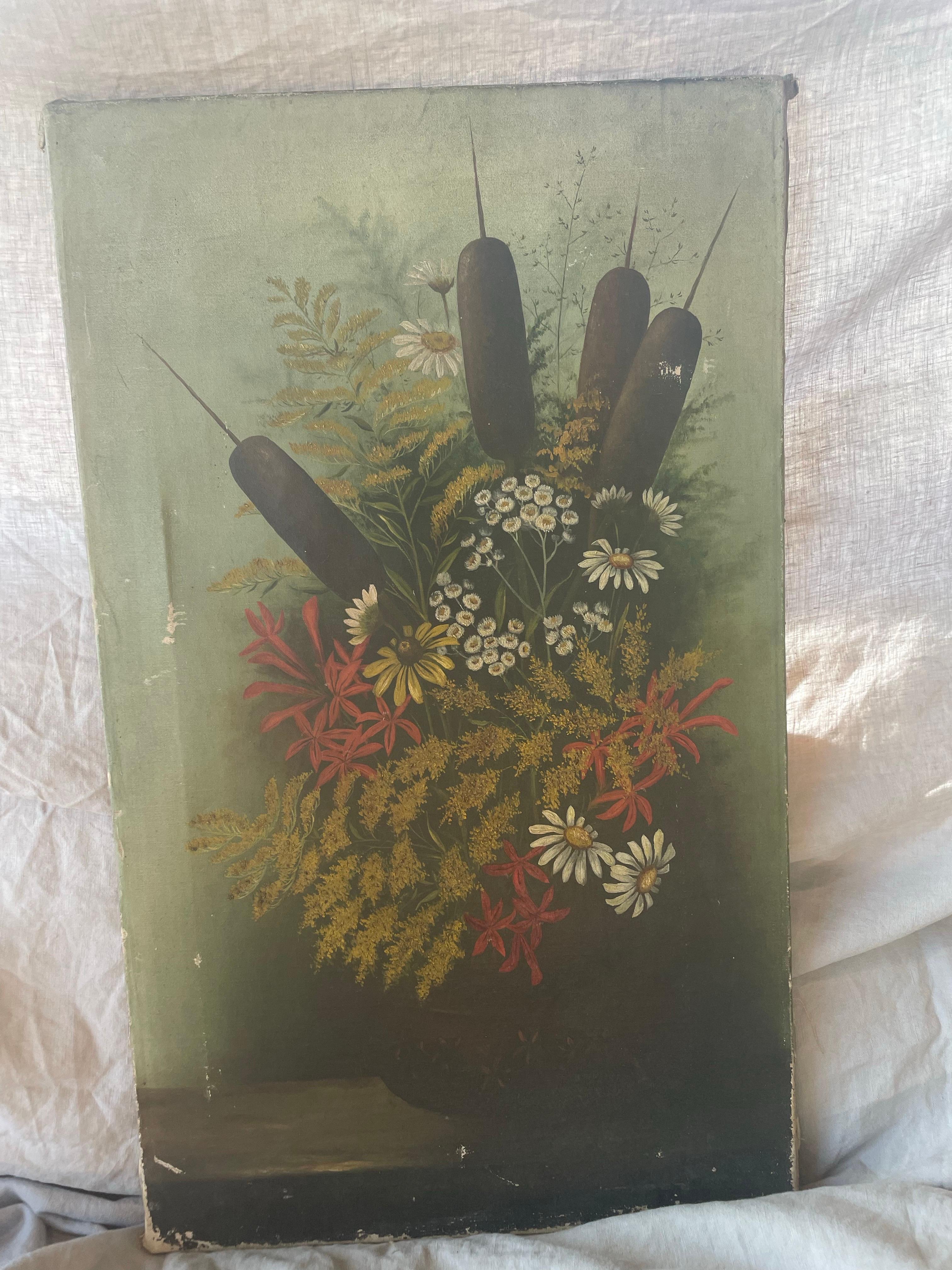 Cattails Original Ölgemälde (Leinwand) im Angebot