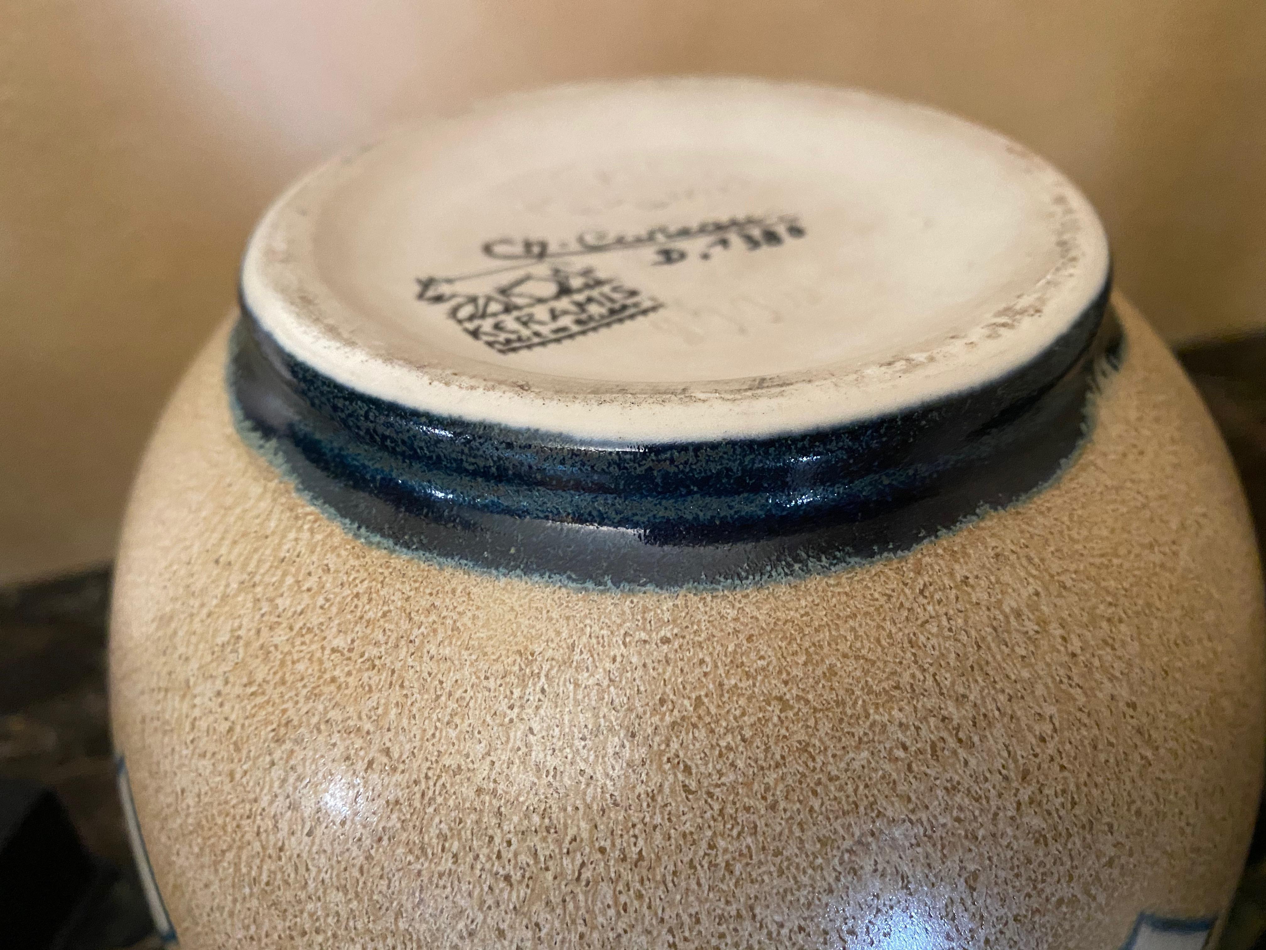 Catteau Boch Freres Art Deco Geometric Stoneware Vase 1