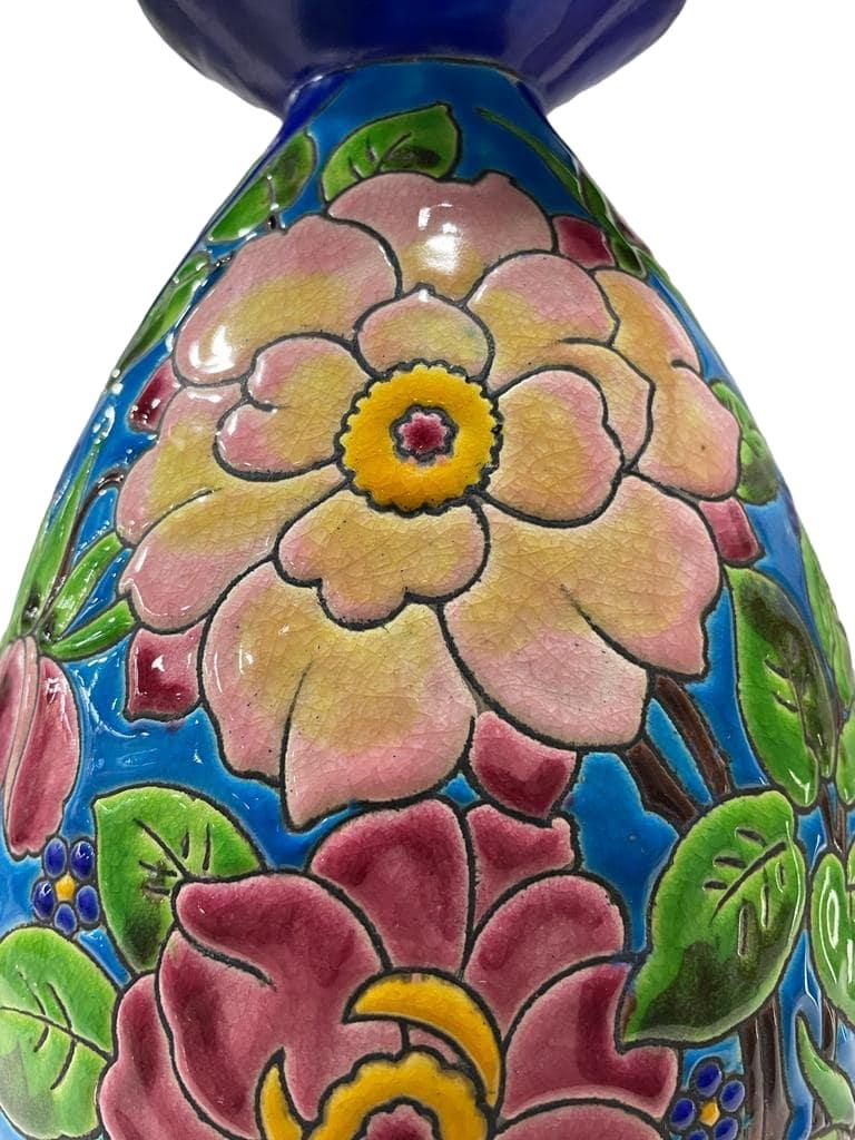 Art déco CATTEAU Charles, Boch KERAMIS FRERES Vase Fleurs 1933 en vente