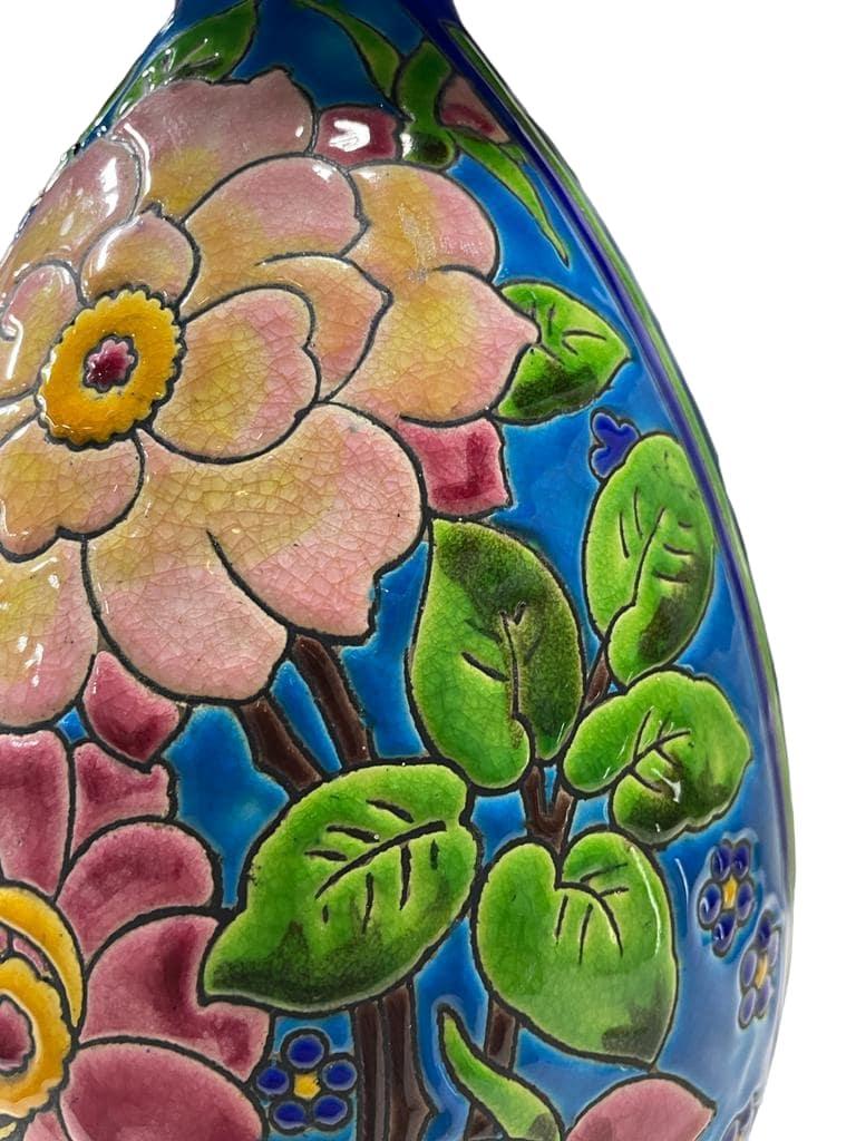 Milieu du XXe siècle CATTEAU Charles, Boch KERAMIS FRERES Vase Fleurs 1933 en vente
