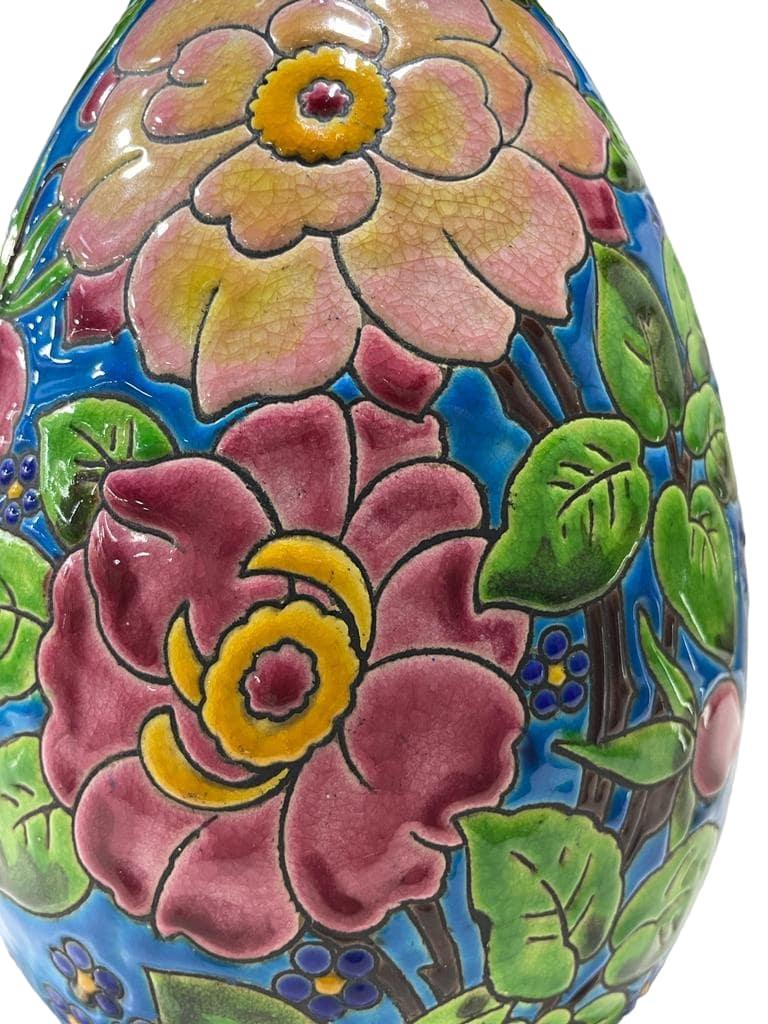 Céramique CATTEAU Charles, Boch KERAMIS FRERES Vase Fleurs 1933 en vente