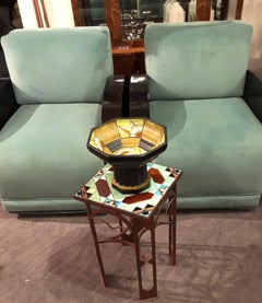 Catteau Geometric Large Pedestal Bowl Boch Belgian Ceramic