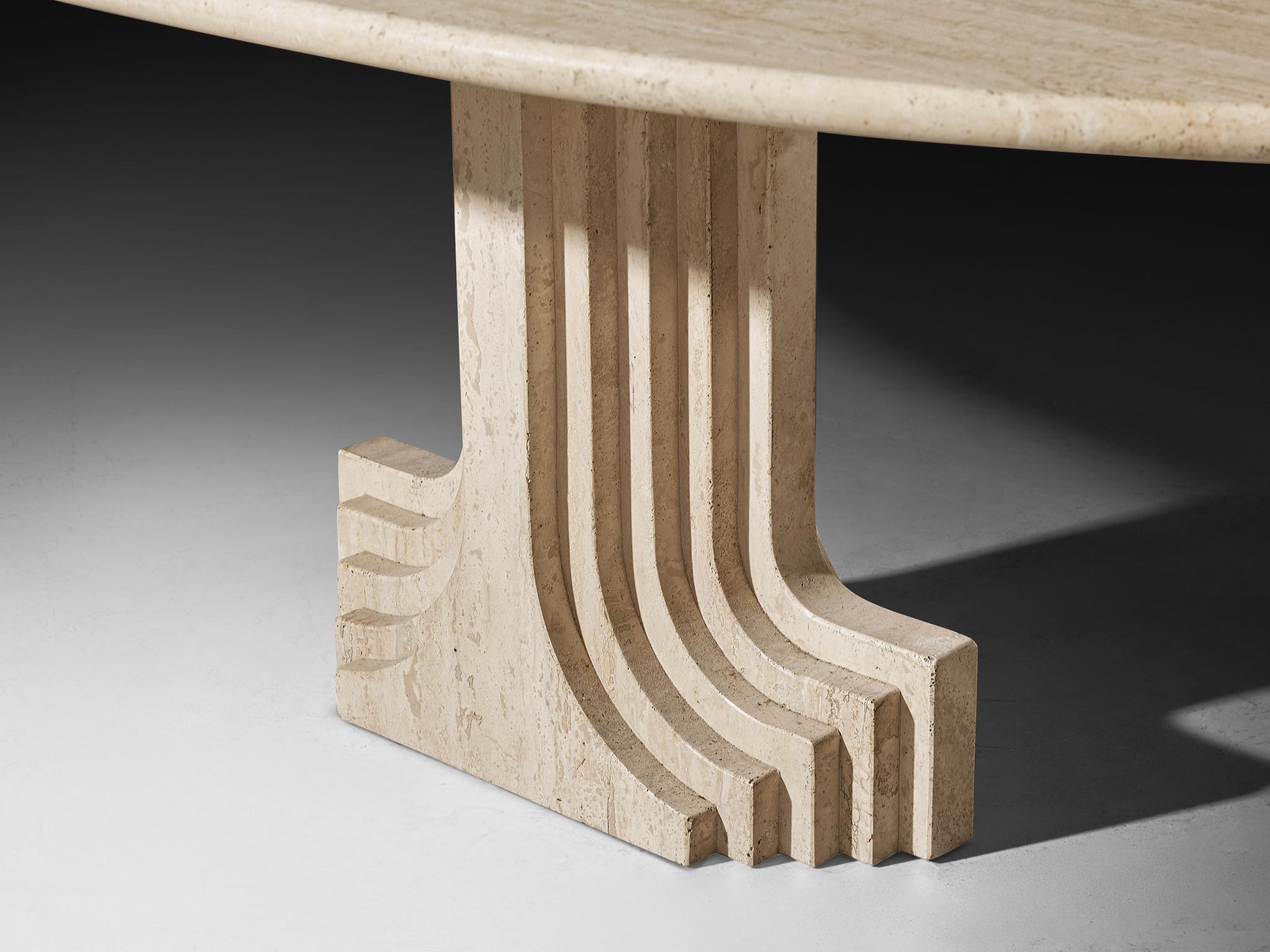 Post-Modern Cattelan Italia 'Argo' Oval Dining Table in Travertine For Sale