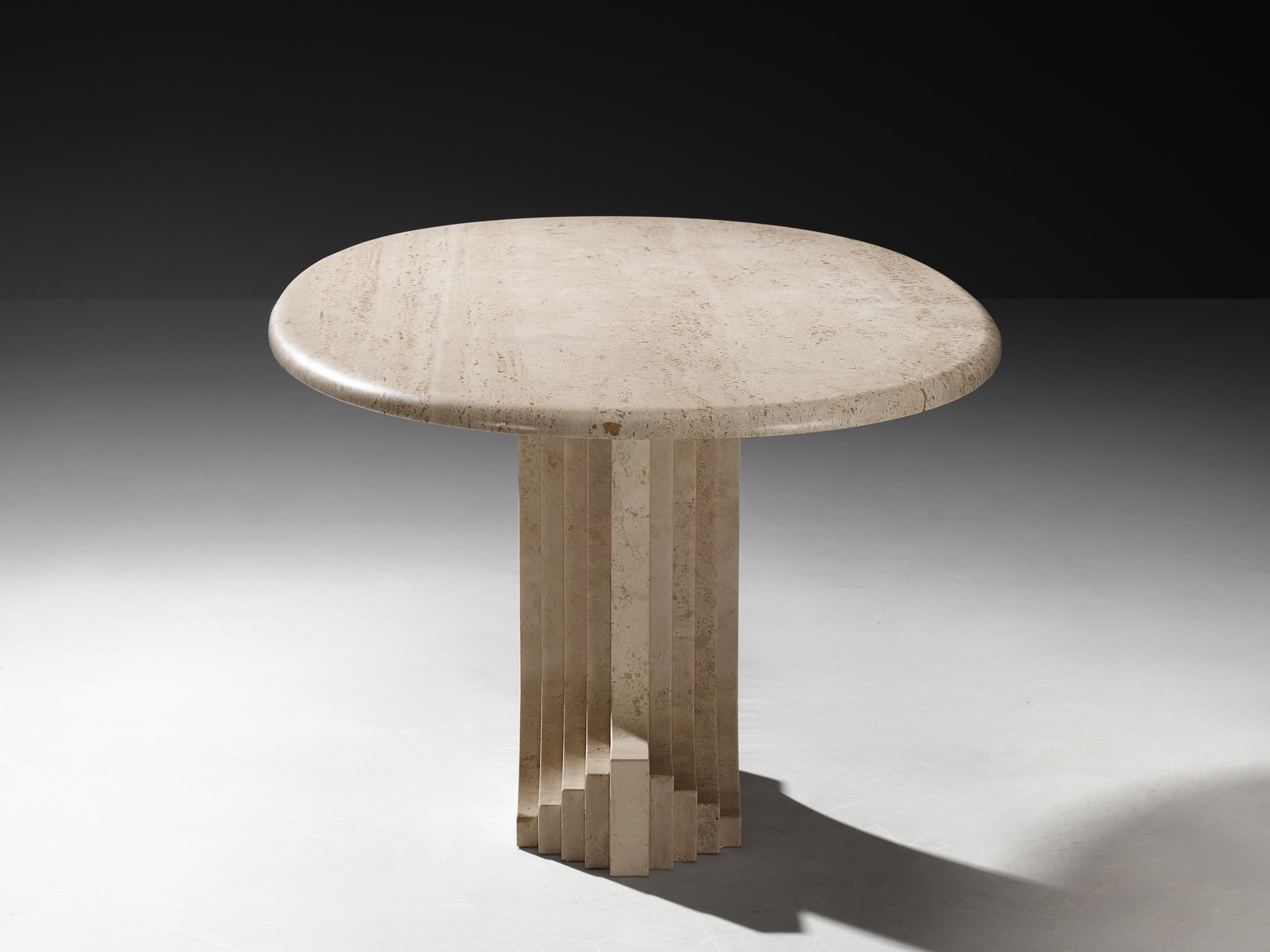 Table de salle à manger ovale 'Argo' de Cattelan Italia en travertin Bon état - En vente à Waalwijk, NL