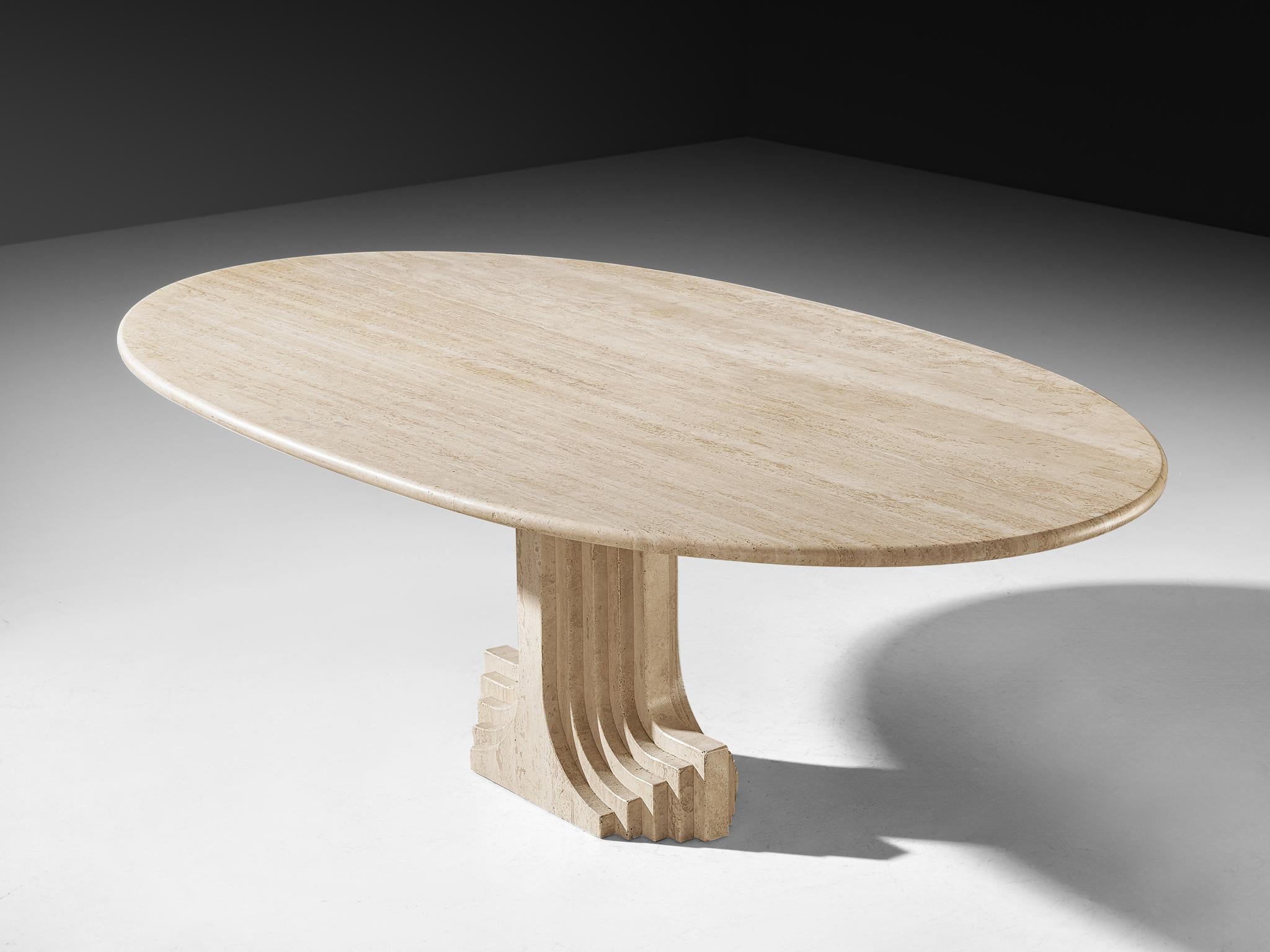 Cattelan Italia 'Argo' Oval Dining Table in Travertine In Good Condition For Sale In Waalwijk, NL