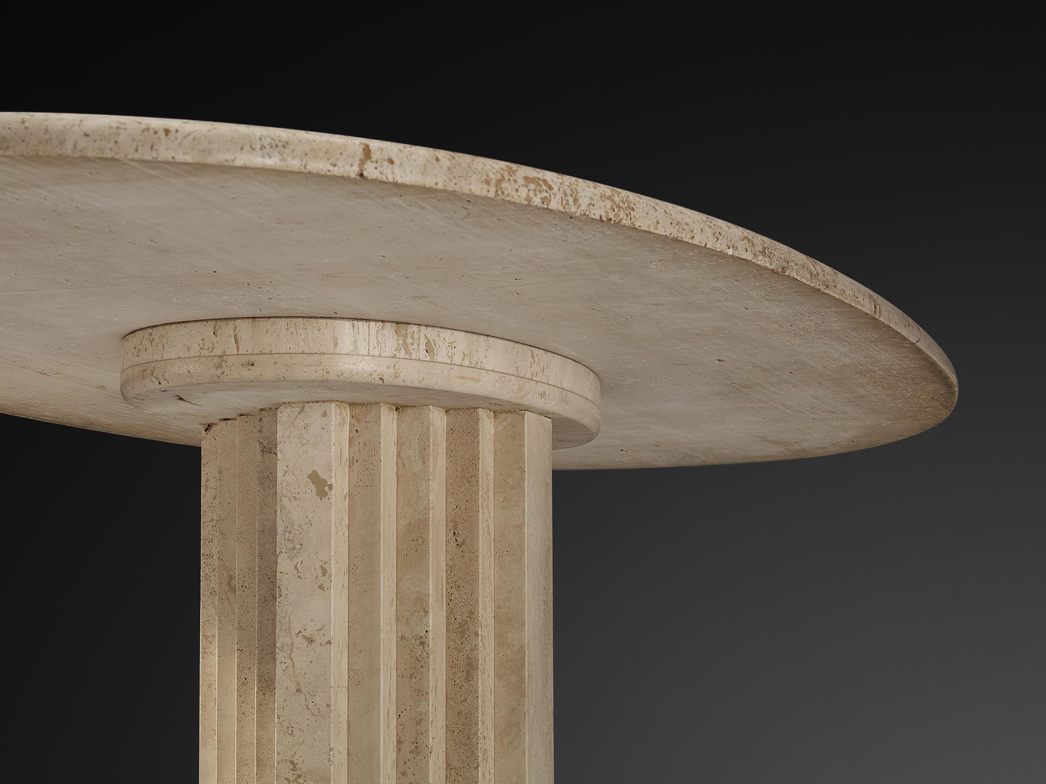 Late 20th Century Cattelan Italia 'Argo' Oval Dining Table in Travertine For Sale