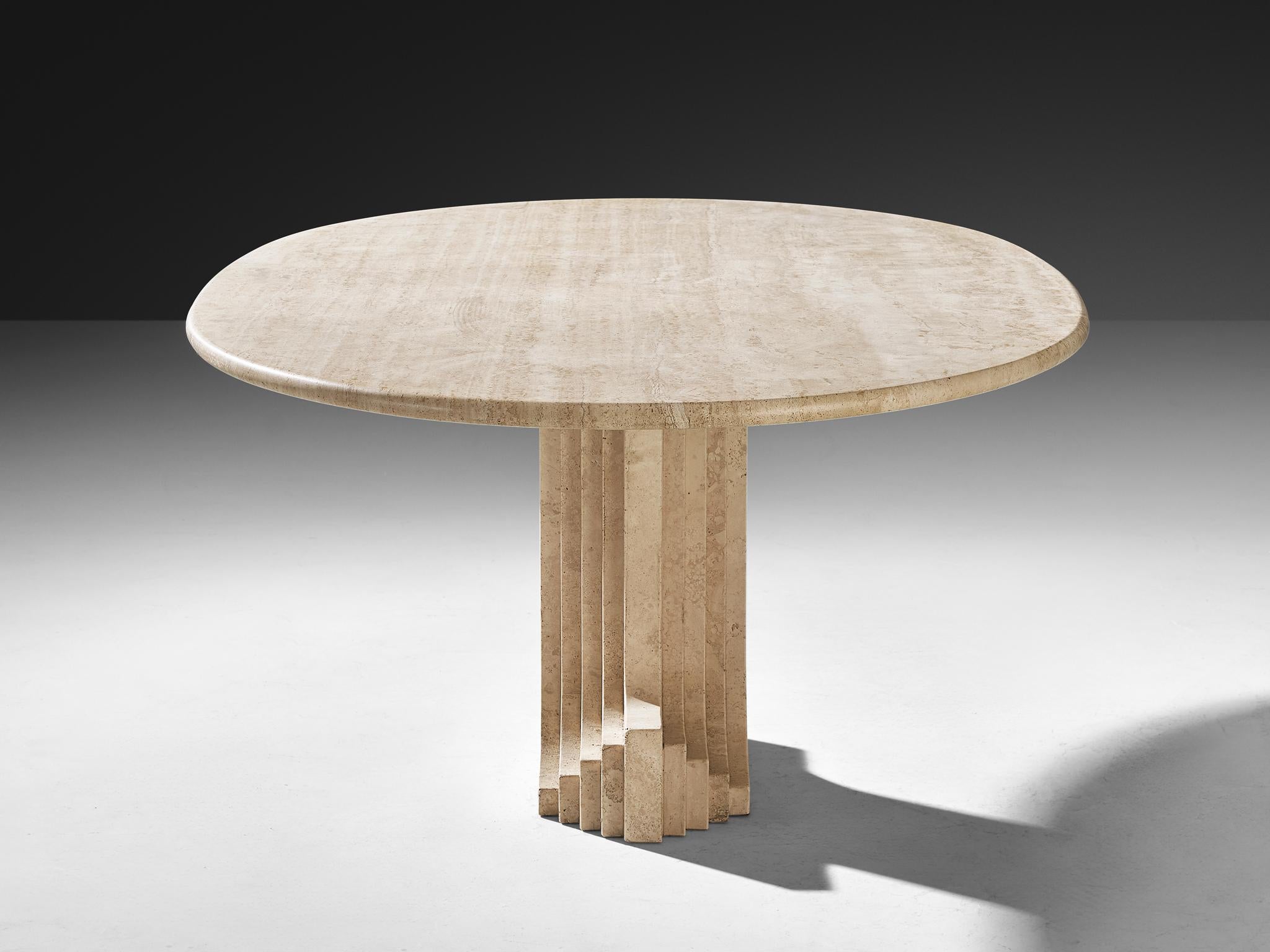 Late 20th Century Cattelan Italia 'Argo' Oval Dining Table in Travertine For Sale