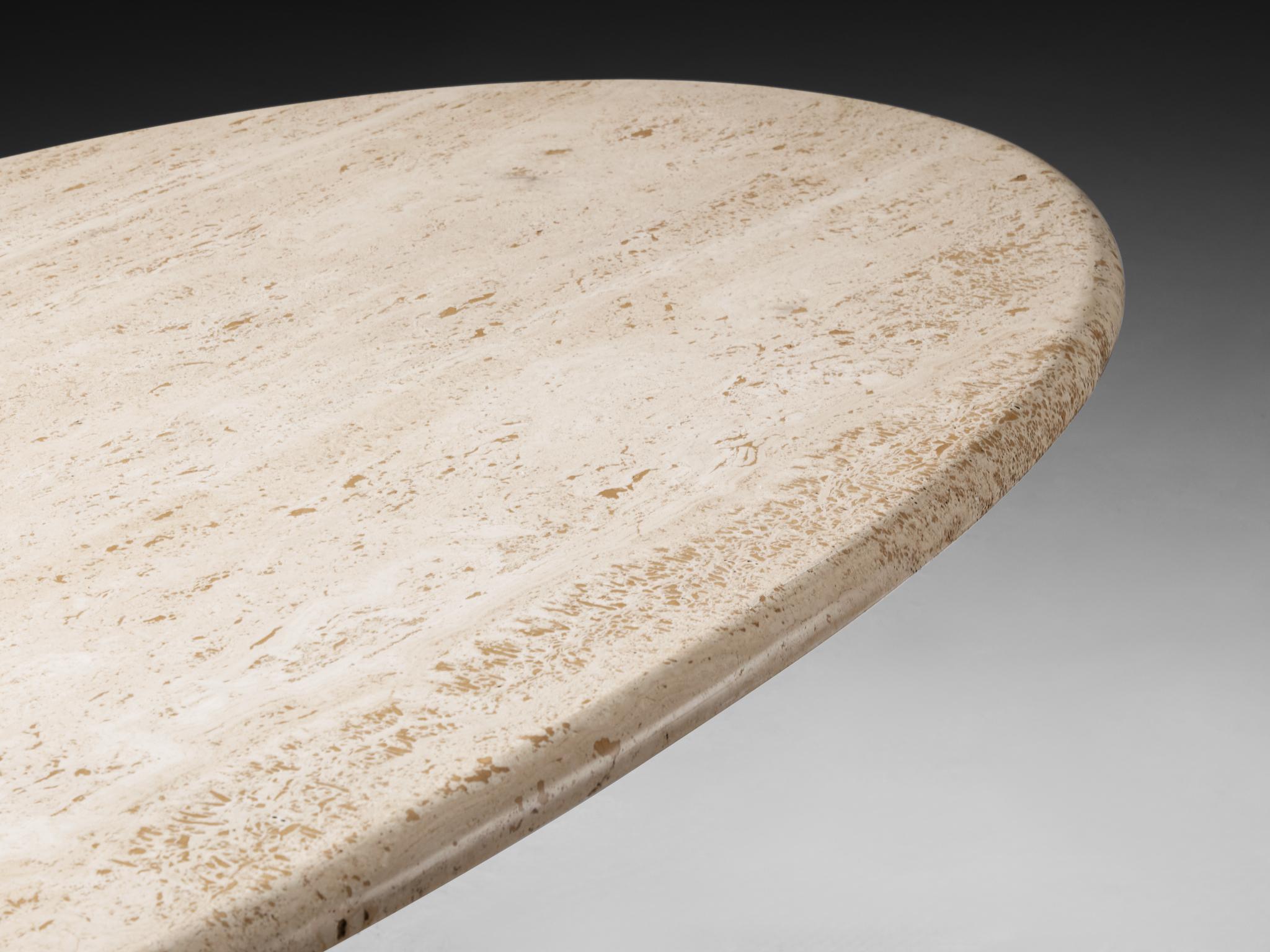Table de salle à manger ovale 'Argo' de Cattelan Italia en travertin en vente 1