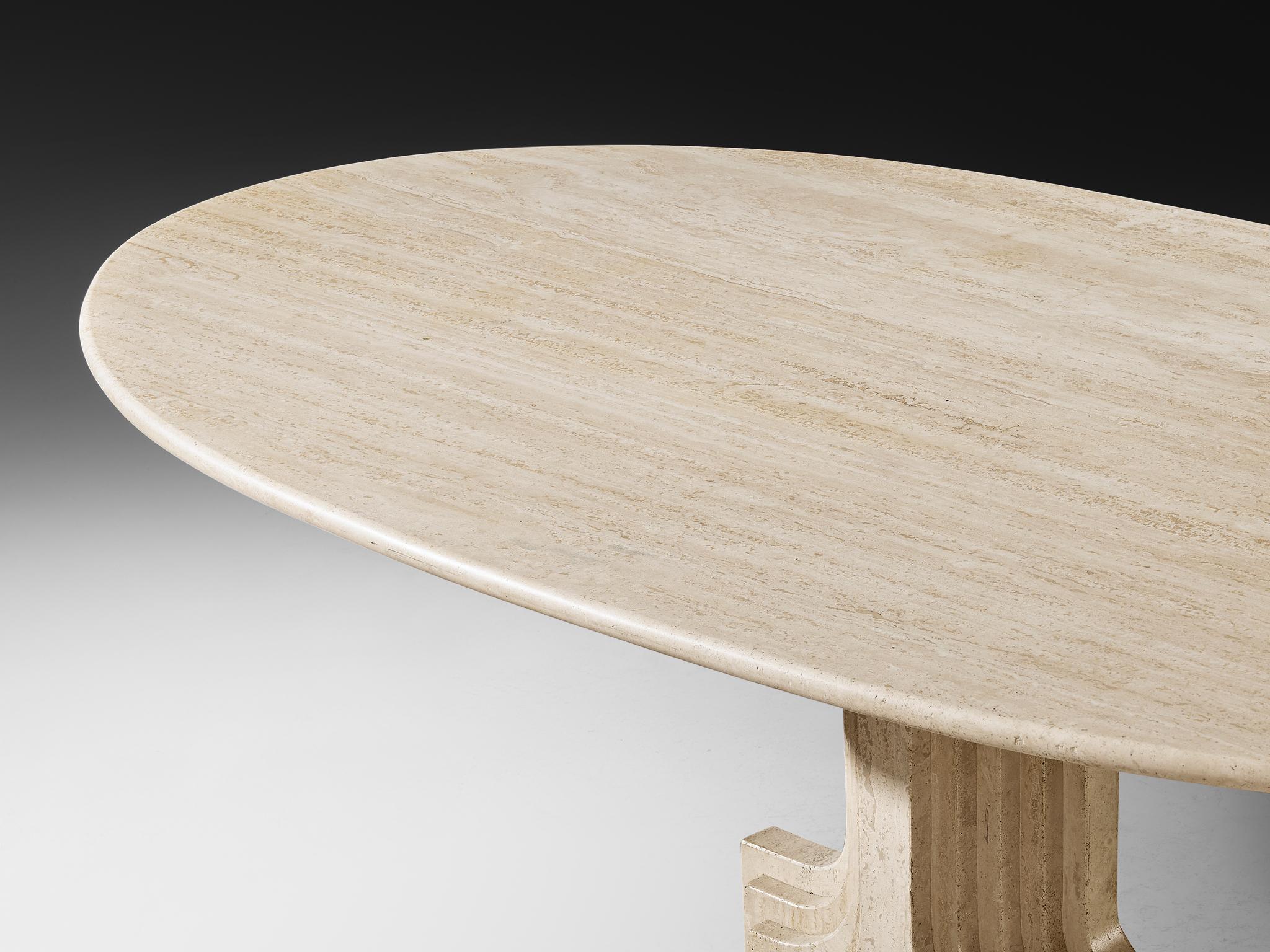 Cattelan Italia 'Argo' Oval Dining Table in Travertine For Sale 2