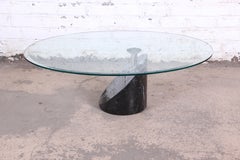 Cattelan Italia Cantilevered Swiveling Marble and Glass Cocktail Table, 1970s