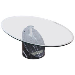 Cattelan Italia Cantilevered Swiveling Marble and Glass Cocktail Table, 1970s