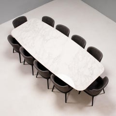 Cattelan Italia Eliot Calacatta Matt Dining Table and 10 Grey Leather Chairs Set