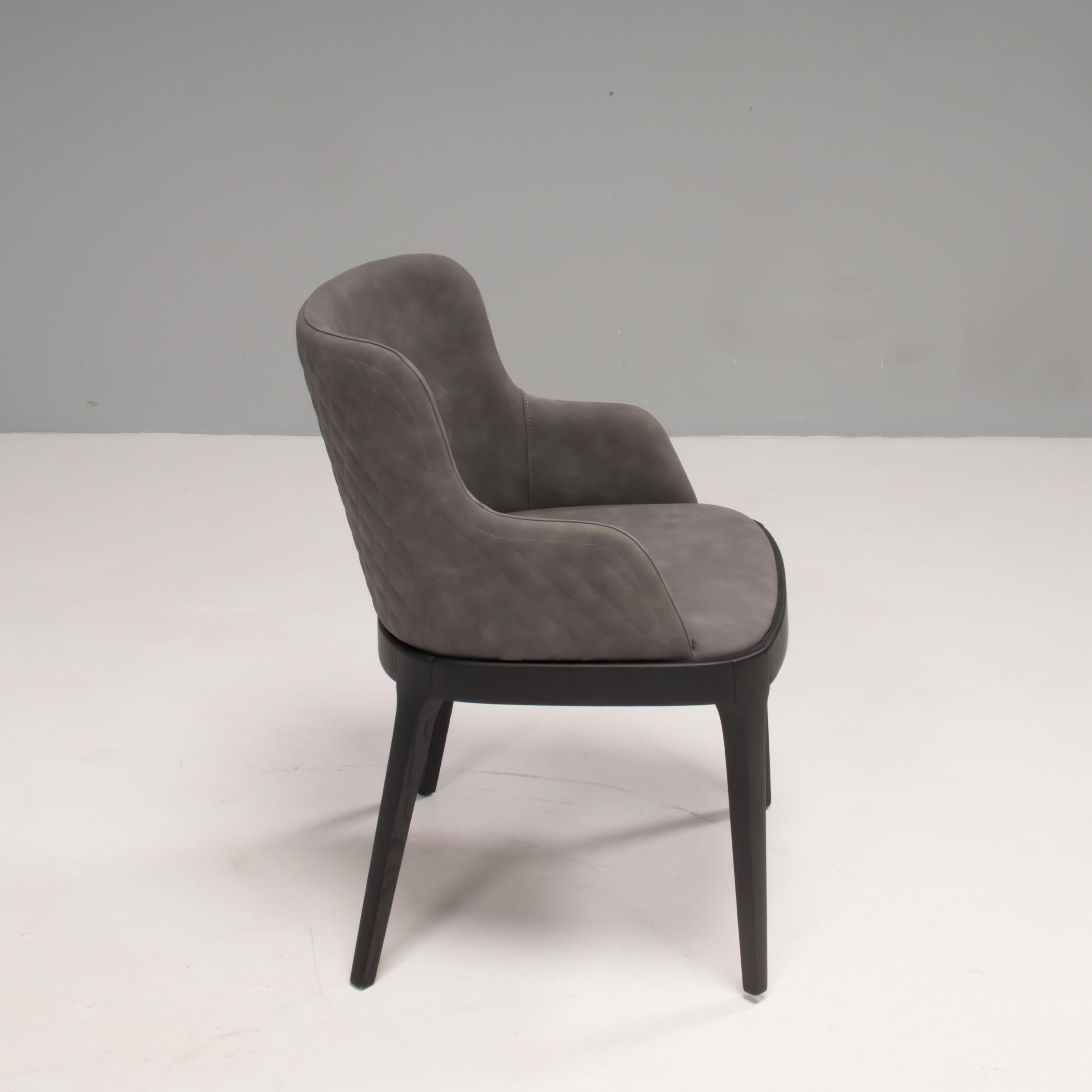 Ceramic Cattelan Italia Eliot Calacatta Matt Dining Table and 10 Grey Leather Chairs Set