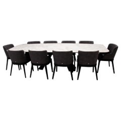 Ensemble de table de salle à manger et 10 chaises en cuir gris Eliot Calacatta de Cattelan Italia