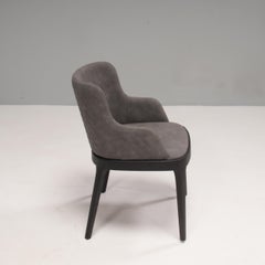 Cattelan Italia Magda Couture Grey Leather Dining Chairs
