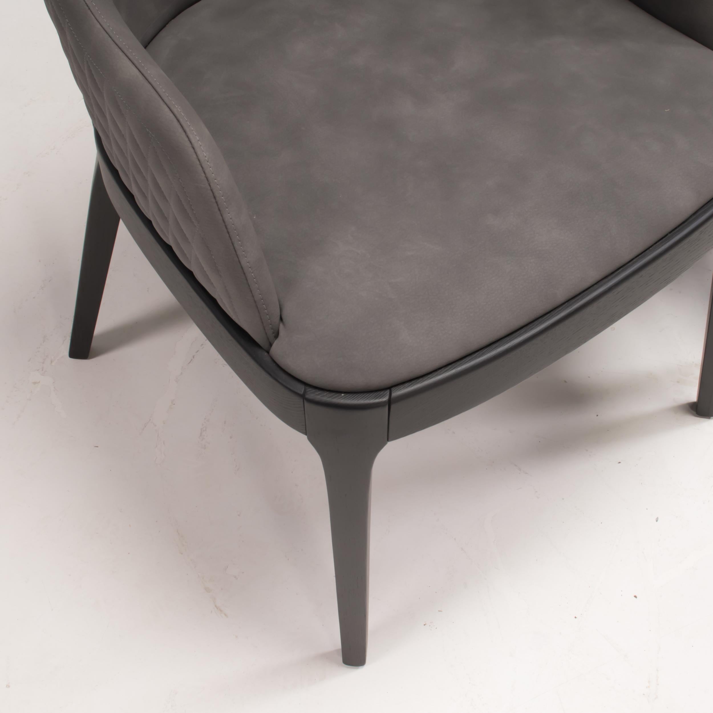 Cattelan Italia Magda Couture Grey Leather Dining Chairs, Set of 10 In Good Condition In London, GB