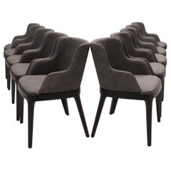 Cattelan Italia Cattelan Italia Couture Graue Leder-Esszimmerstühle, 10er-Set