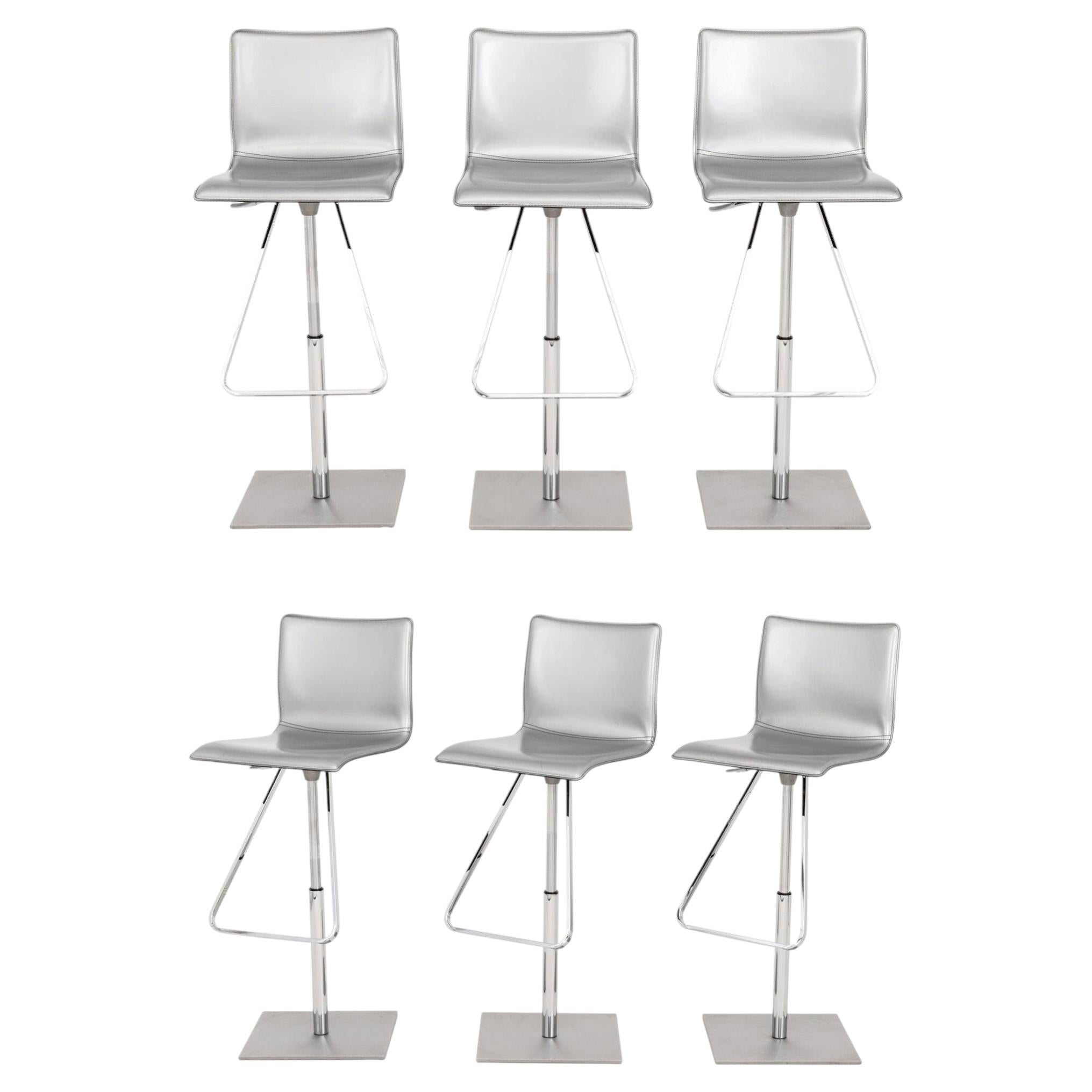 Cattelan Italia "Toto" Modern Adjustable Bar Stools, Set of Six