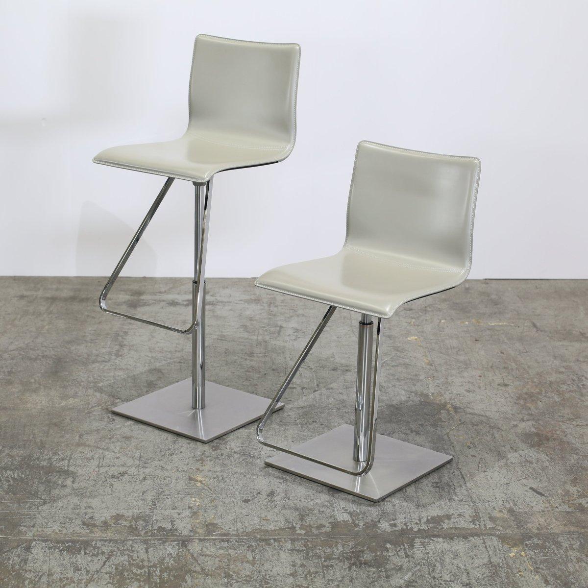 Leather Cattelan Italia Toto Bar Stool, Set of Two For Sale