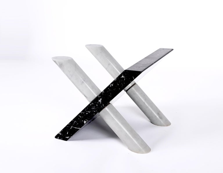 Cattelan MidCentury Black and Grey Carrara Marble Coffee Table Base Italy 1980s For Sale 5