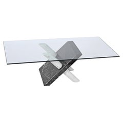 Cattelan MidCentury Black and Grey Carrara Marble Coffee Table Base Italy 1980s