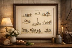 Cattle Market Rural Scenes — Hand-Colored Etching by W.H. Pyne, London 1803