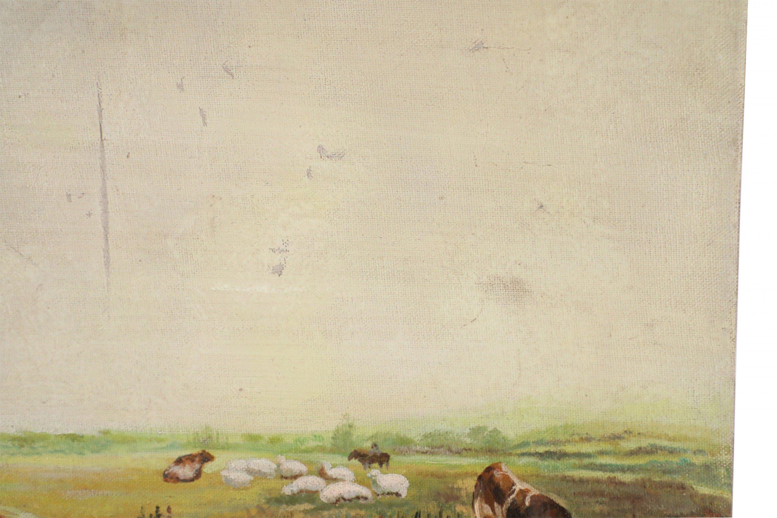 Rinder auf einem Feld, Ölgemälde auf Leinwand im Angebot 2