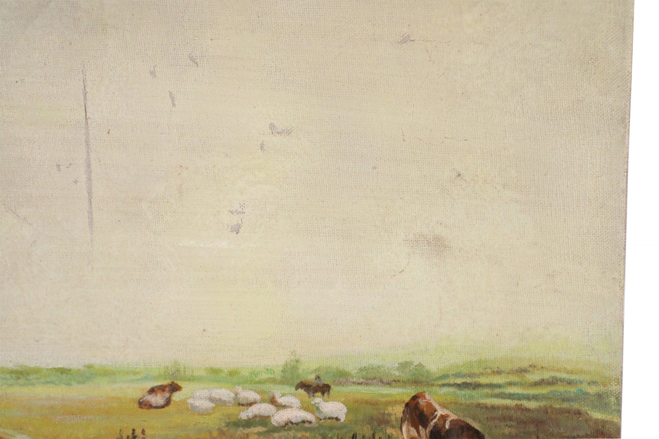 Cattle Resting in a Field Oil Painting on Canvas For Sale 2