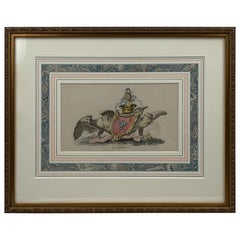 Used Heraldic Coat of Arms "Godolphin" from "Catton's English Peerage", circa 1790