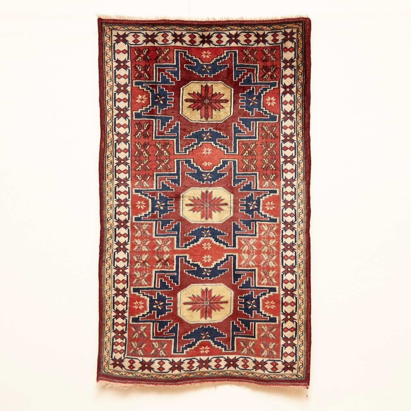 Turkish Caucas Armenia Leshghi Antic Wool Rug For Sale
