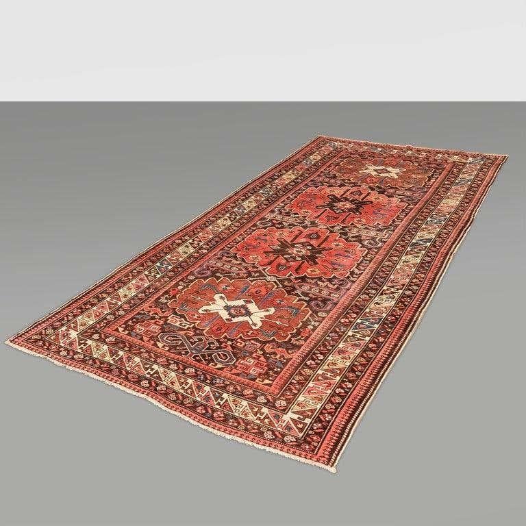Caucas Karabag antic wool rug, measures: 187 x 397 cm

In original condition with minor wear consistent of age and use, preserving a beautiful patina.

