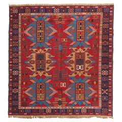 Caucasia Soumak Sumac Kilim Rug, Caucasian Old Sumak Soumac Caucasus Carpet