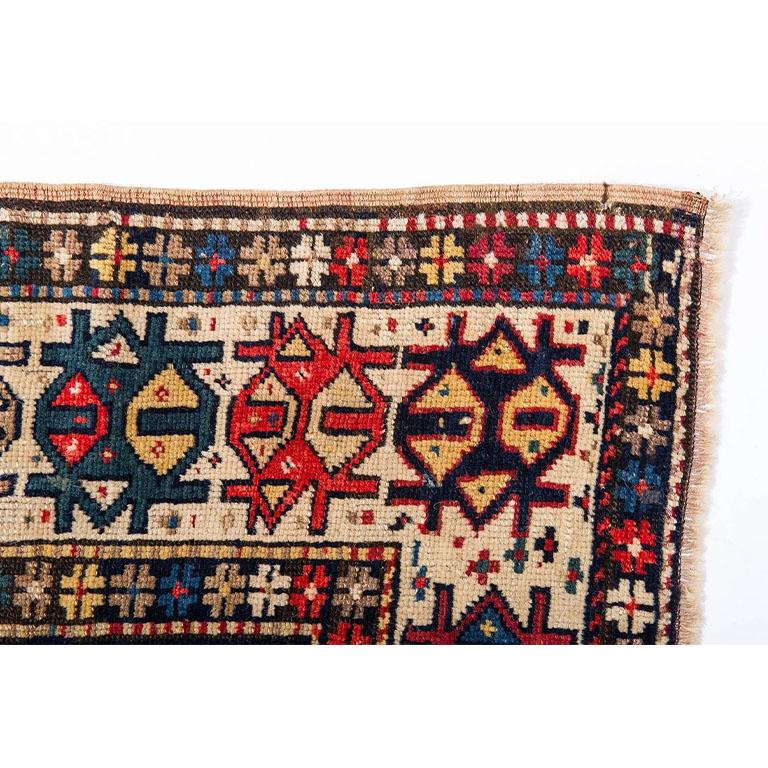Antique Dated Caucasian  Kazak Rug For Sale 1