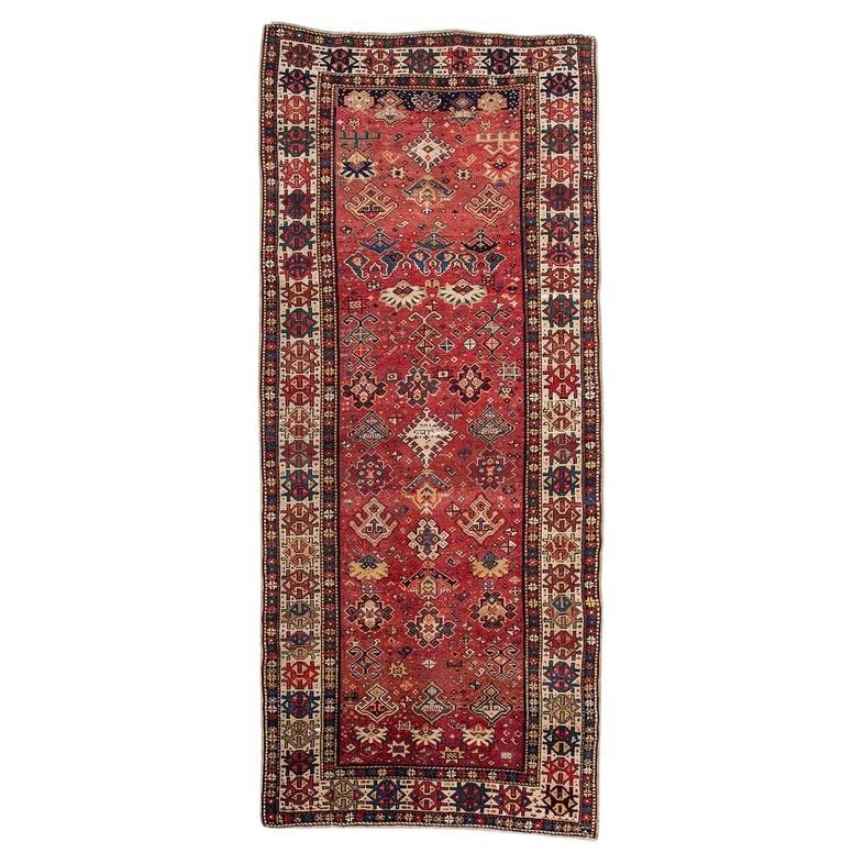 Antique Dated Caucasian  Kazak Rug For Sale