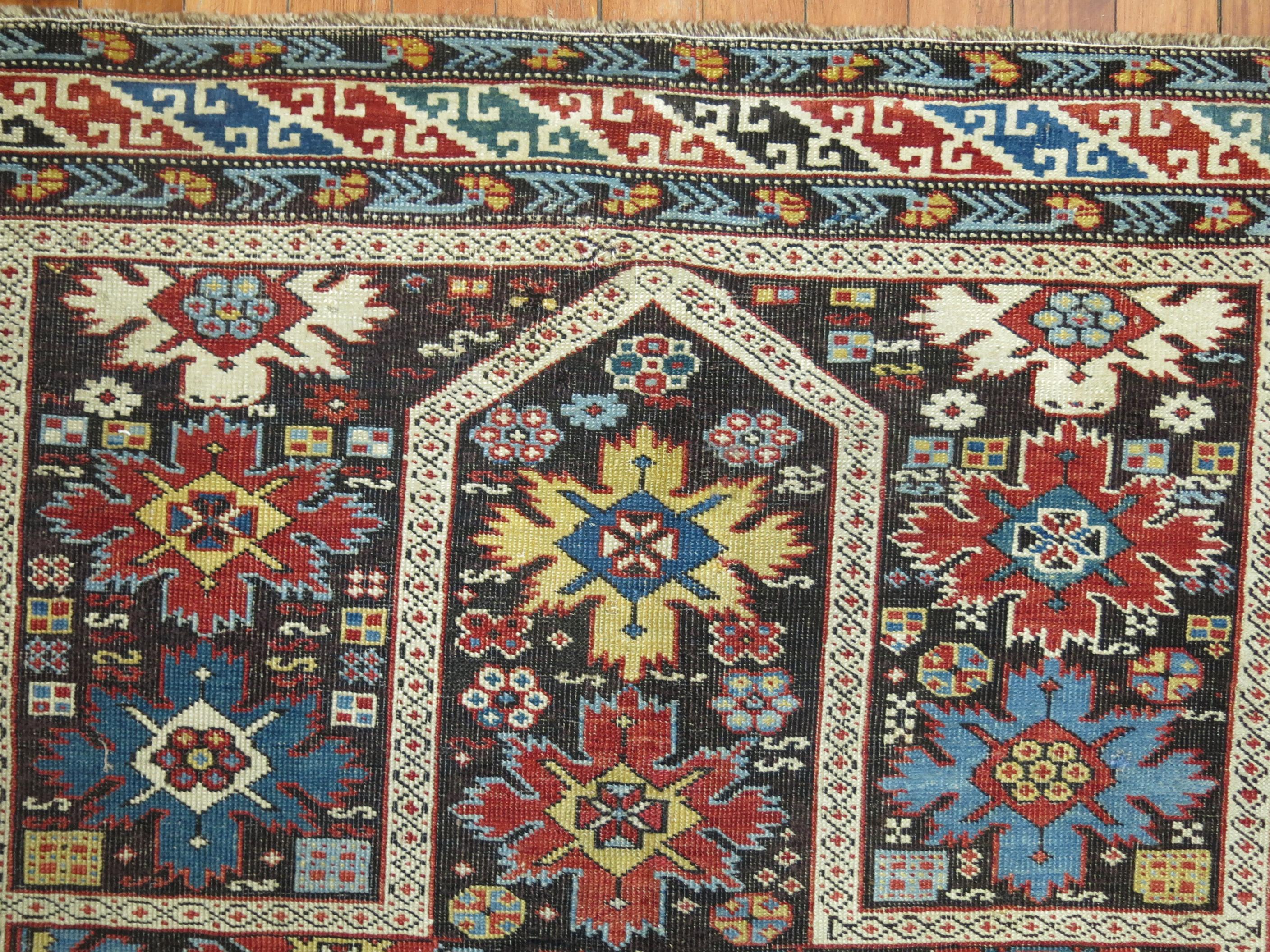 20th Century Caucasian Antique Kuba Prayer Rug