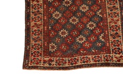 Caucasian Antique Rug, Blue Red Ivory - 3 x 5
