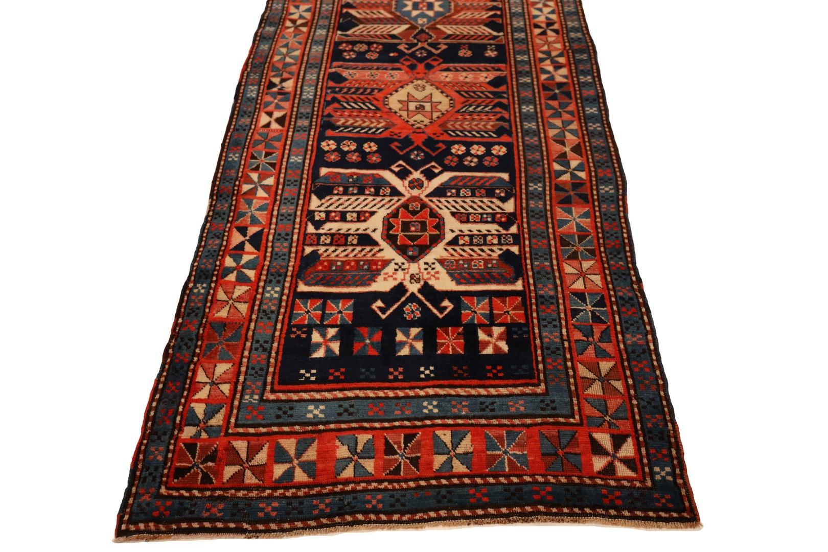 Hand-Knotted Caucasian Antique Runner - 3'3