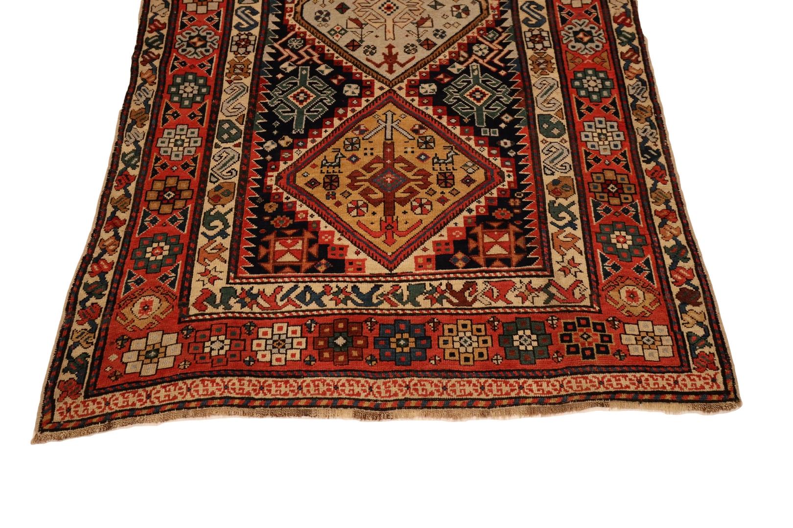 Hand-Knotted Caucasian Antique runner - 3'9
