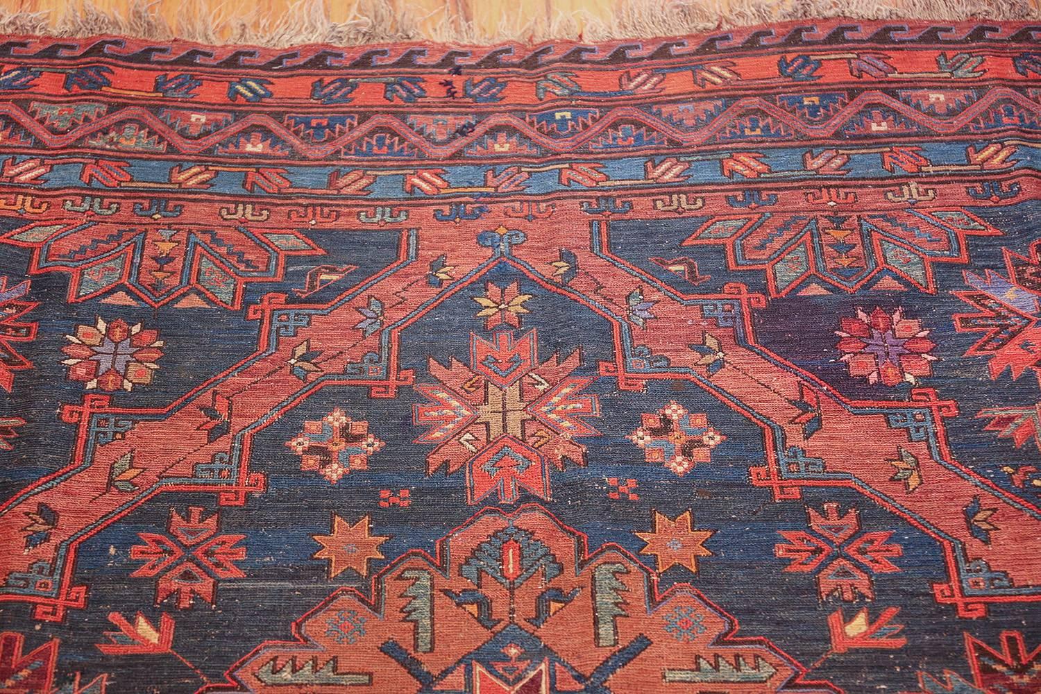Caucasian Antique Soumak Rug. Size: 6 ft 10 in x 11 ft 7 in (2.08 m x 3.53 m) In Excellent Condition In New York, NY