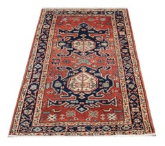 Caucasian Carpet Handmade Antique Rugs Traditional Rust Kazak Rug