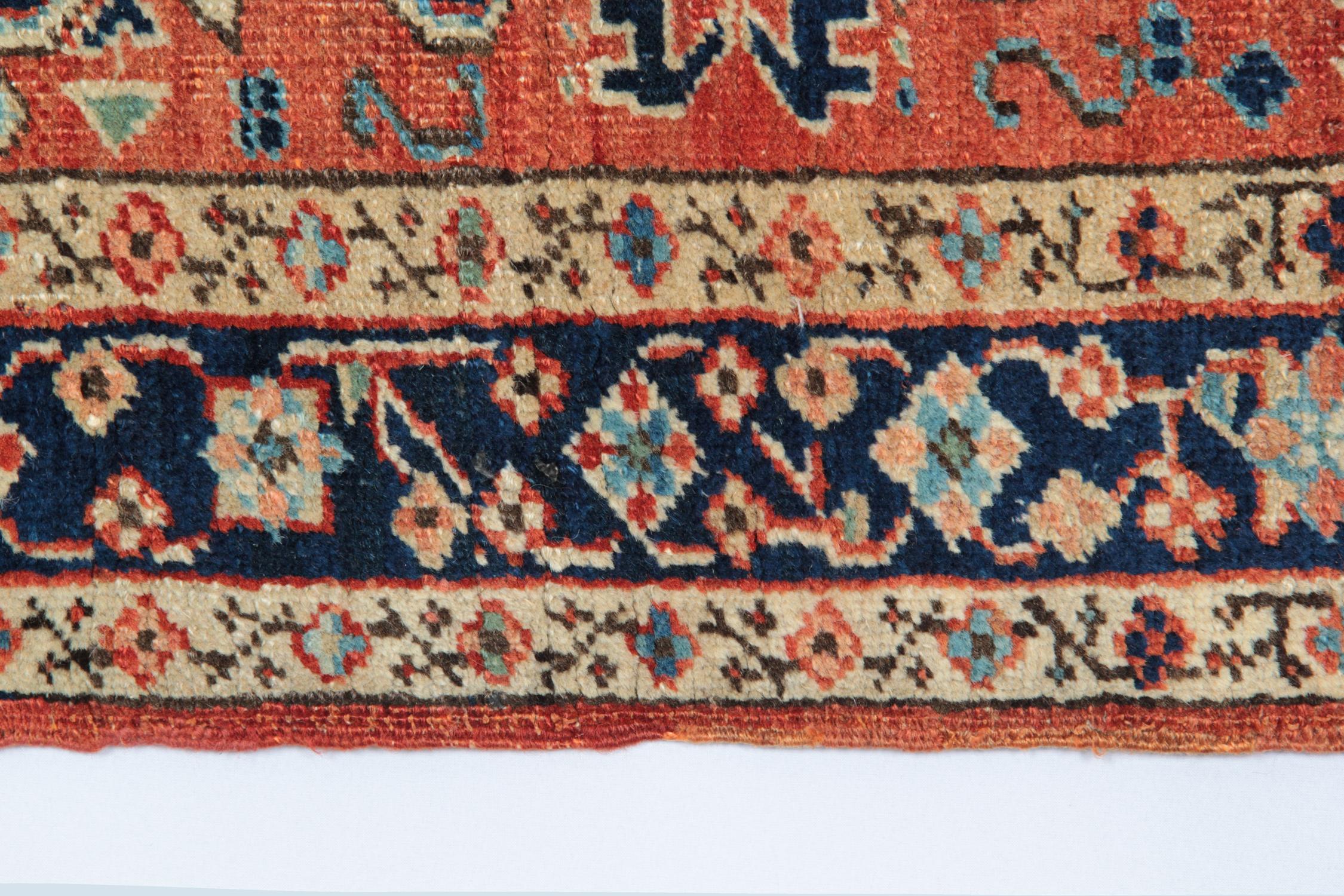 Kaukasischer Teppich Handgefertigt Antike Teppiche Traditioneller rostfarbener Kazak Teppich (Pflanzlich gefärbt) im Angebot