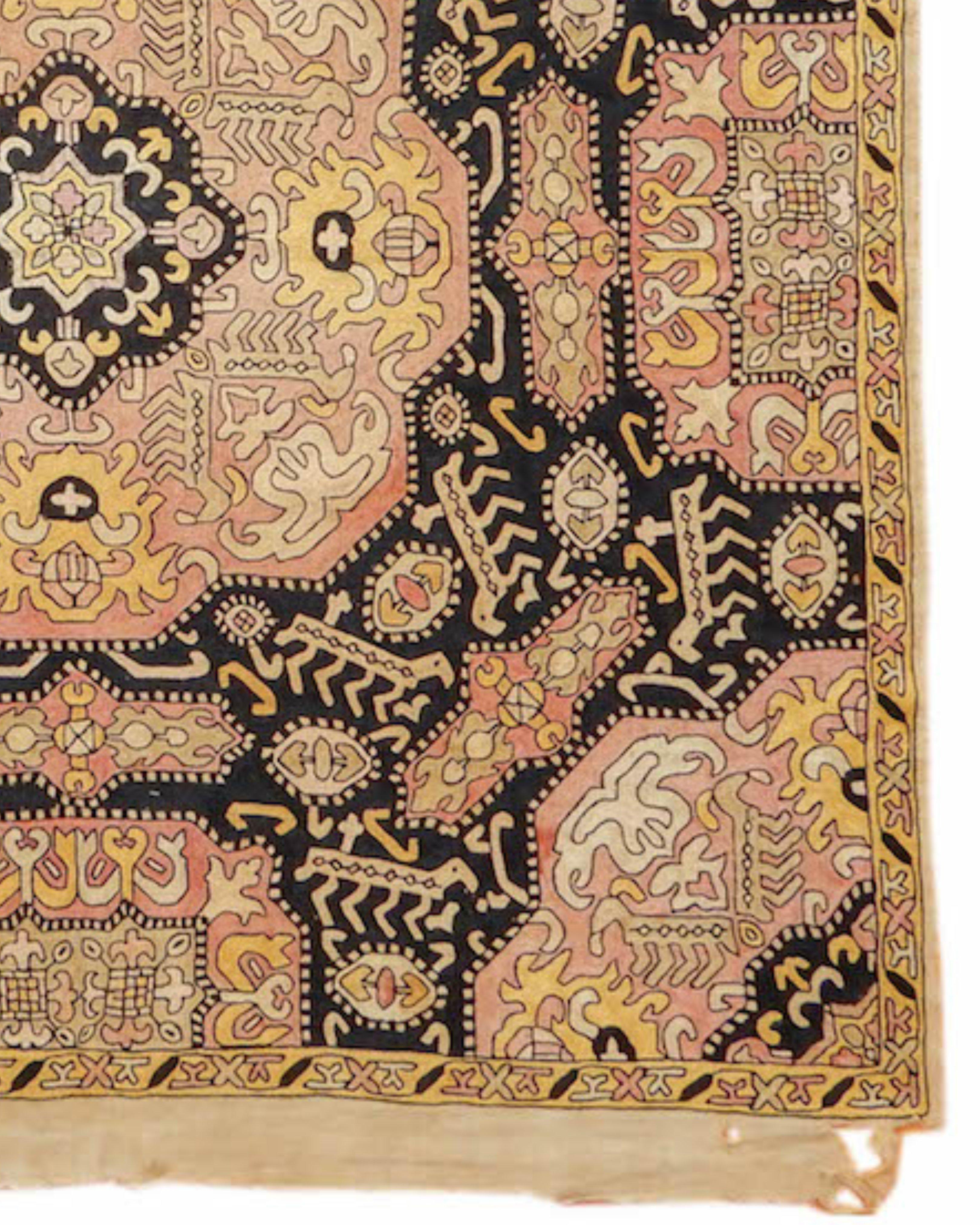 Kaukasischer Stickerei-Teppich, um 1900 (19. Jahrhundert) im Angebot