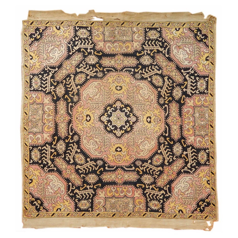 Alfombra bordada caucásica, c. 1900