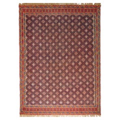 Tappeto caucasico in lana a tessitura piatta, disegno geometrico, 6,9' x 9,8', collezione Dekolet