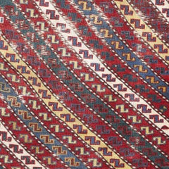 Caucasian Genje Diagonal Stripe Rug, Long Format, Russian Empire