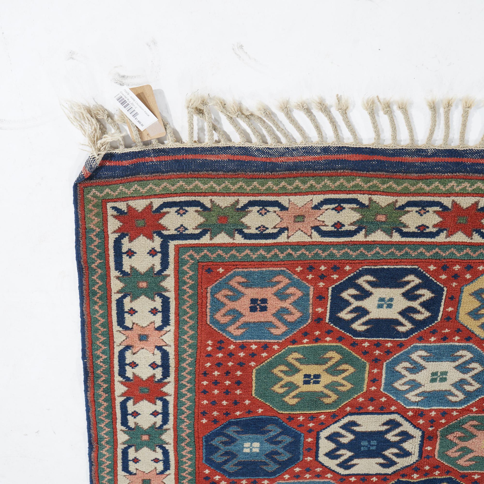  Caucasian Kazak Oriental Wool Rug 20th Century For Sale 7
